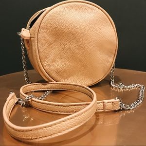 Nude Circle Crossbody Purse with Chain Strap