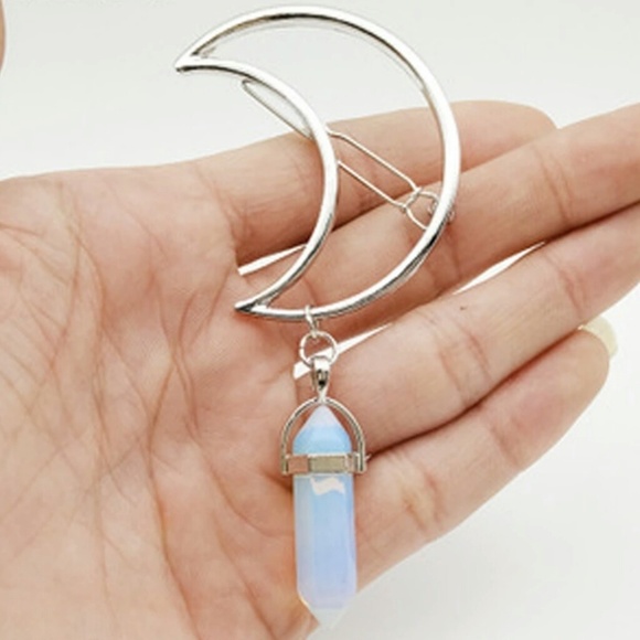Boho Cresent Moon W/Crystal Hair Pin - Picture 2 of 2