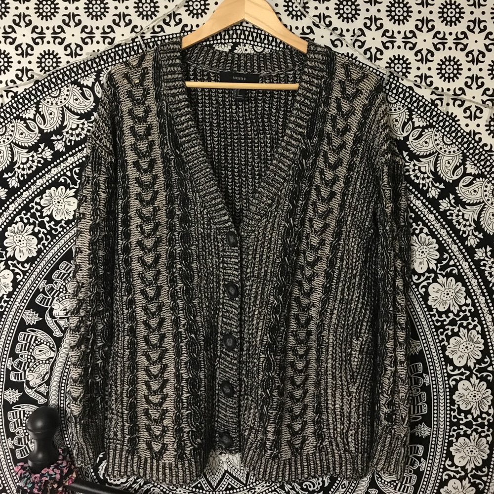 Forever 21 Black Marled Cardigan