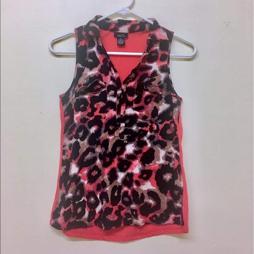 Animal print sleeveless blouse