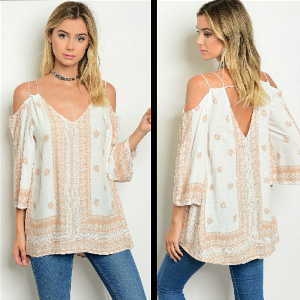 IVORY PINK COLD SHOULDER TOP