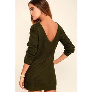 Lulus BRINGING SEXY BACK OLIVE GREEN SWEATER dress