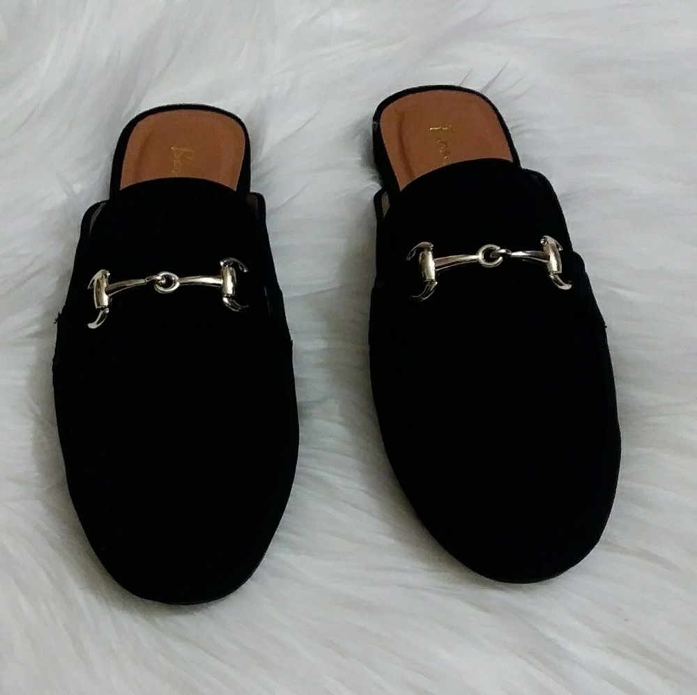 š Black Nubuck Slip ons Flats Mules - Picture 4 of 7