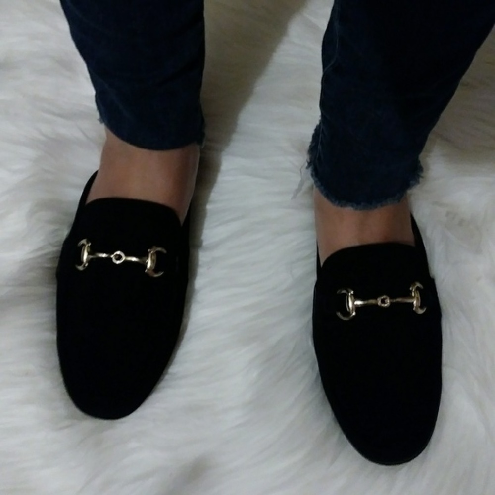 š Black Nubuck Slip ons Flats Mules - Picture 3 of 7