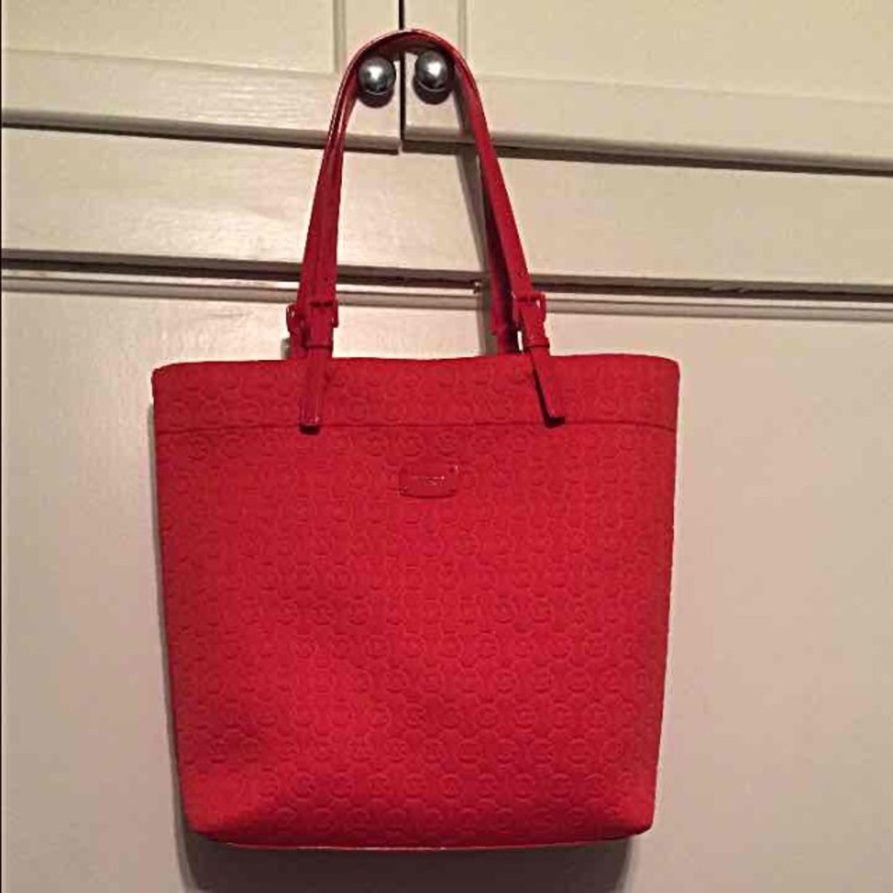 Coral Red Michael Kors Soft Neoprene Tote Bag