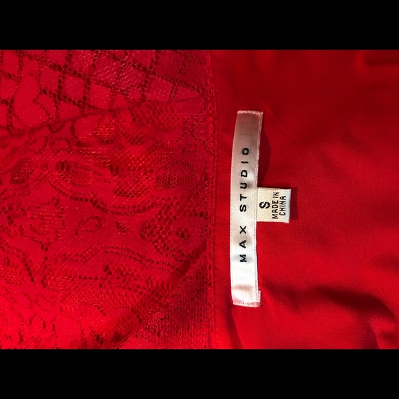Max Studio Red Lace Mini Shift Dress Small - Picture 4 of 4