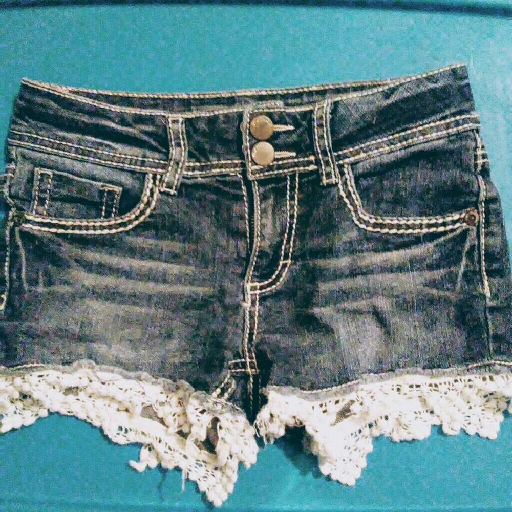 Girls Red Camel Denim shorts