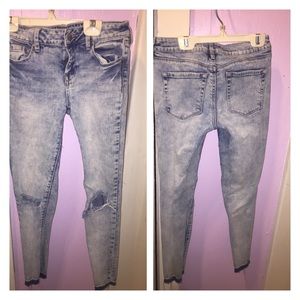 Acid Washed Grunge/Punk Low-rise Jeans