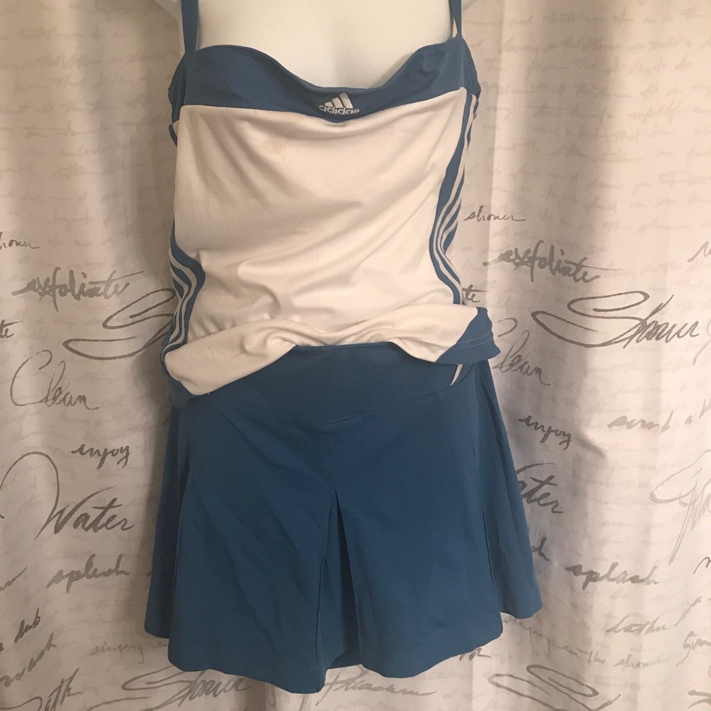 Adidas Blue and White Ladies Tennis Outfit