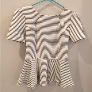 Black and white striped peplum top