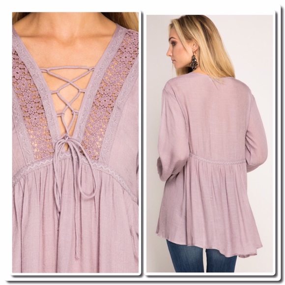 Boho Tunic with Lace Up Front - Picture 3 of 4