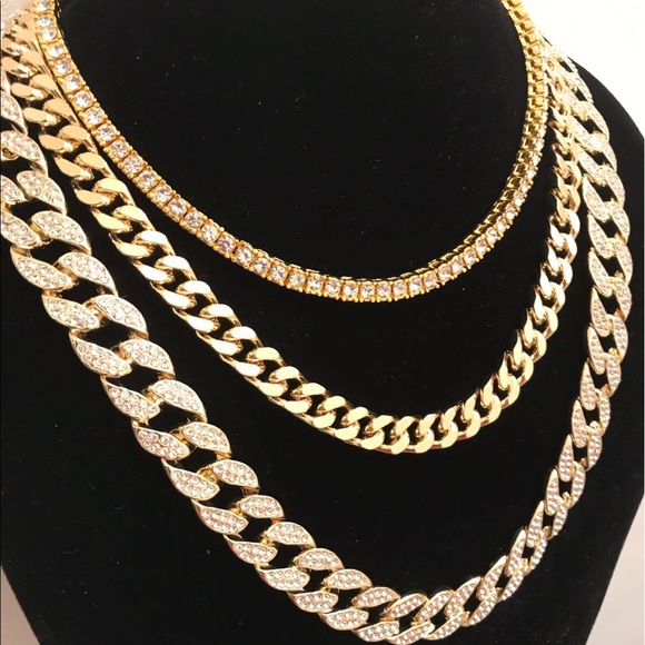 Other - Men's 14K Gold Plated 16", 18"&24" Chain Necklaces
