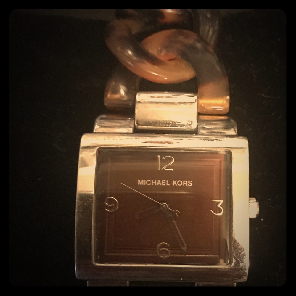 Michael Kors Stainless and Tortoise Link Watch