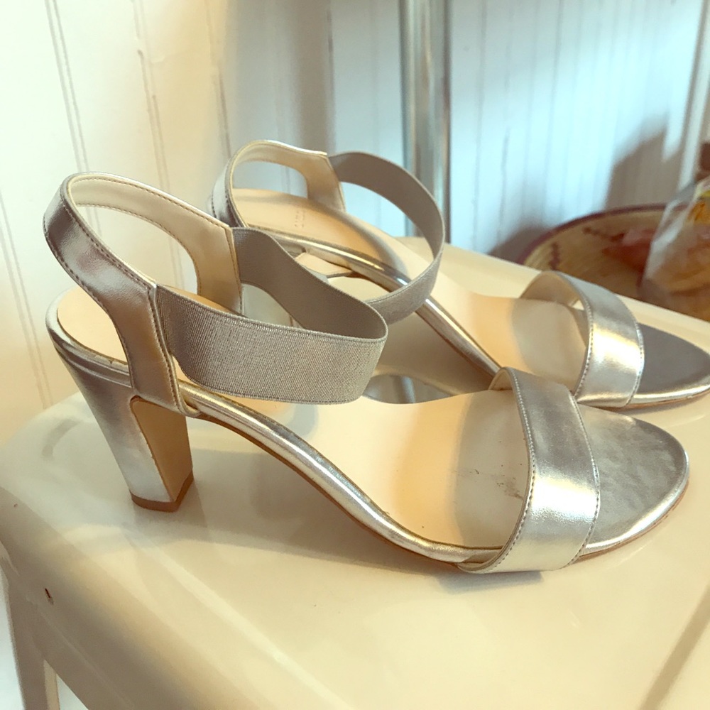 Ancarani metallic silver sandals.