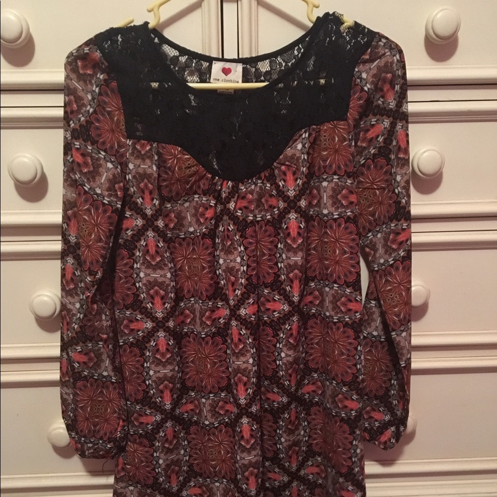 Long sleeve patterned dress