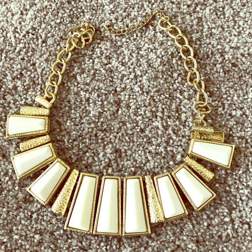 Gold and white necklace