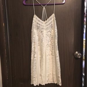 White Lace Trapeze Dress