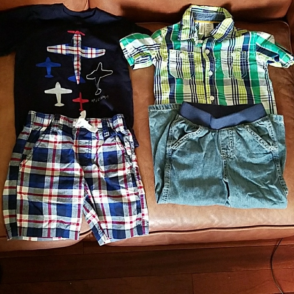 3T boys bundle jeans, collared shirt, shorts set