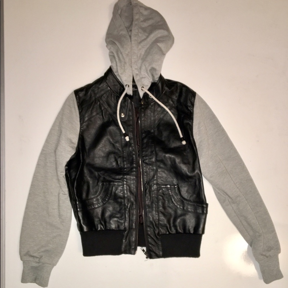 Forever 21 faux black leather gray Jacket Med