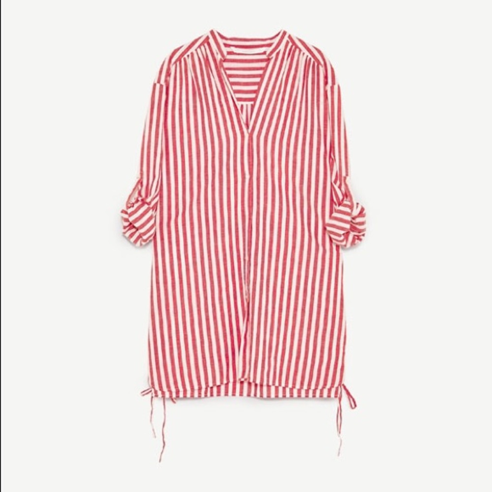 Zara red & white striped shirt dress - Picture 4 of 4