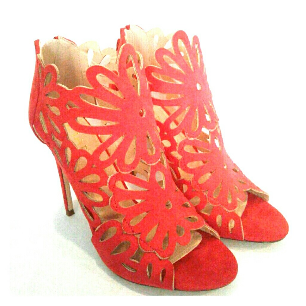 Flower pattern open toes heels
