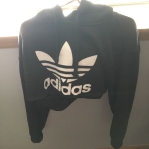 Black Adidas crop top hoodie