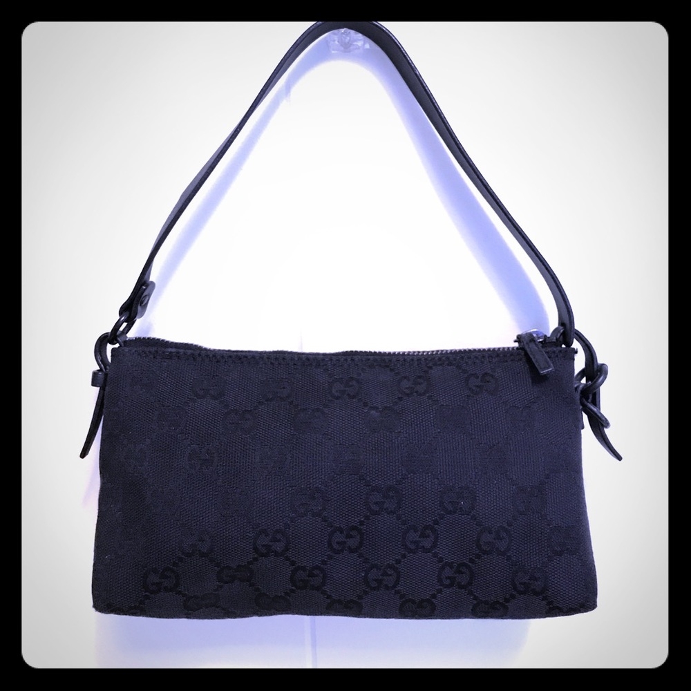 Authentic Gucci small monogram pochette (black)