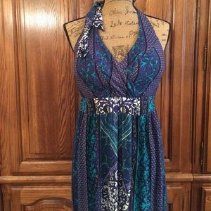 NWT Soma halter backless scarf hem dress