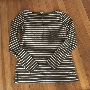 J. Crew Boatneck Striped Tee - Olive Green