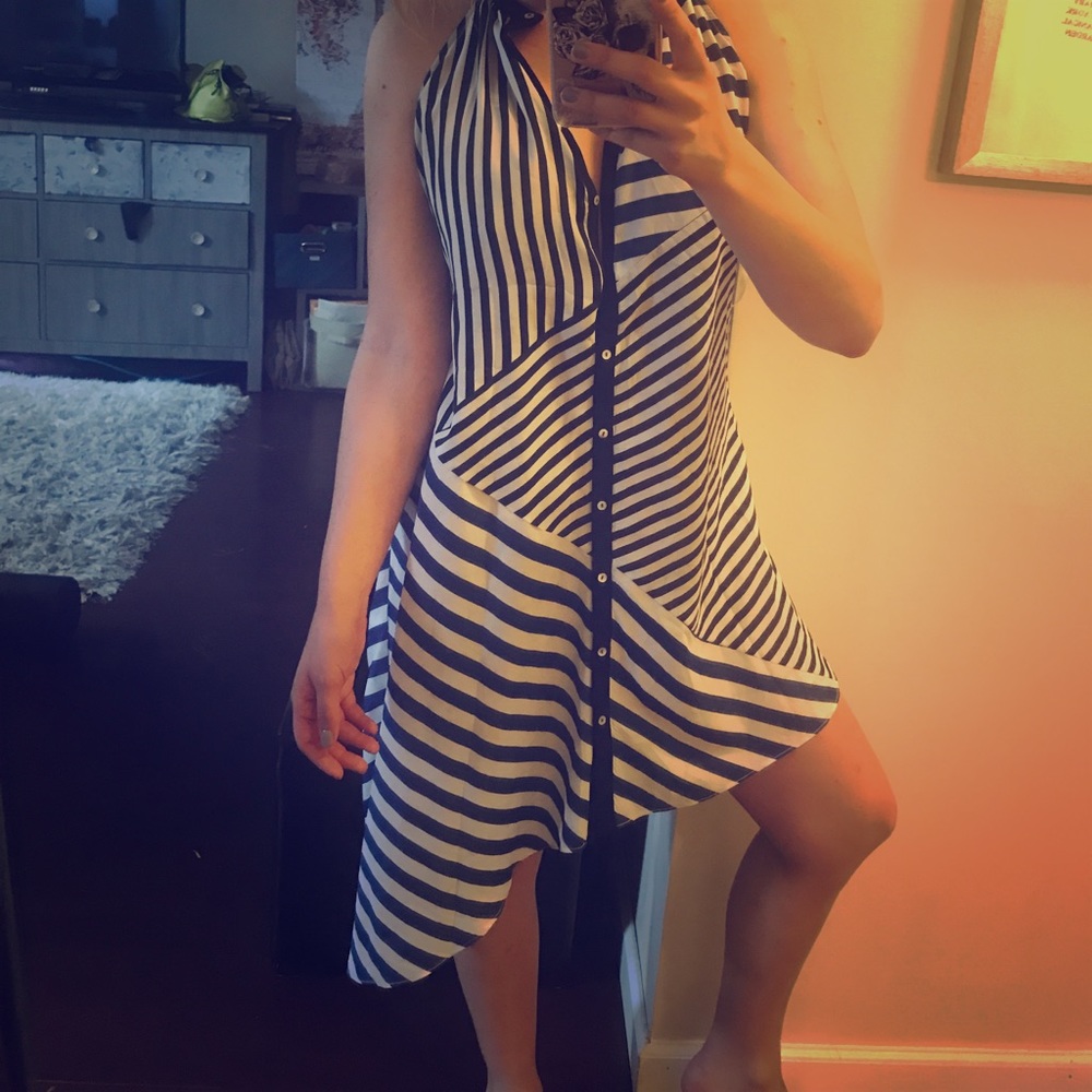 Asymmetrical button up anthropology dress
