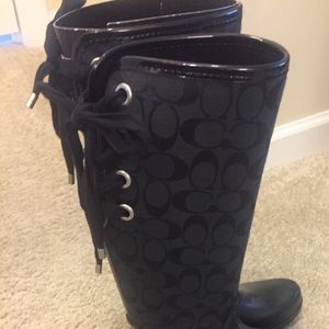 Black coach rain boots