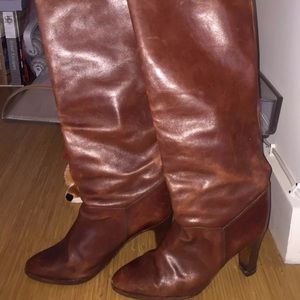Vintage Women's Cinnamon Leather Tall Knee Boots