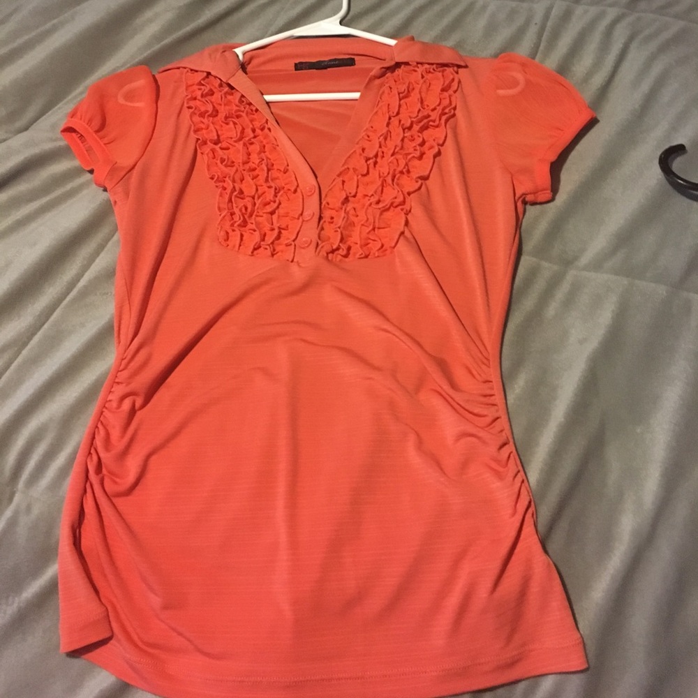 Dressy top with sheer short sleeves