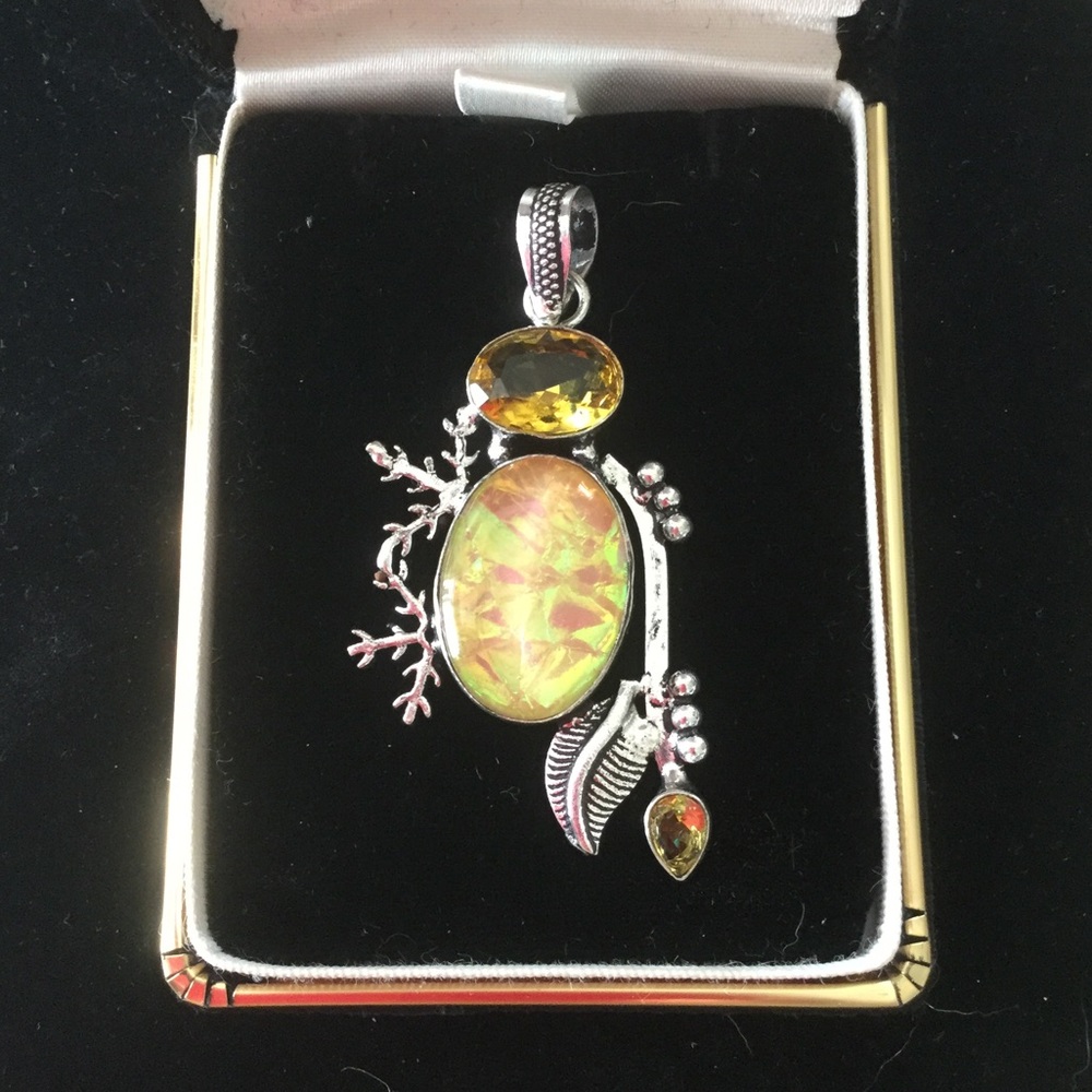 Solar Opalite & Lemon Quartz Pendant