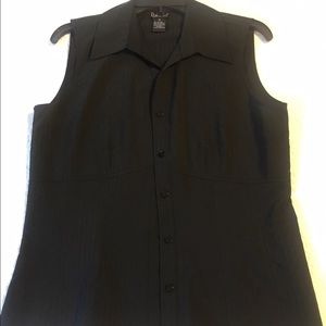 Never worn black sleeveless button down top