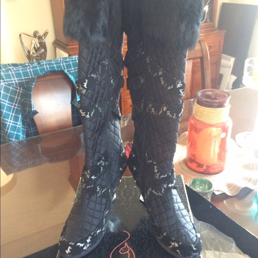 Baby Phat Lucite Wedge Fashion Boots Size 7.5