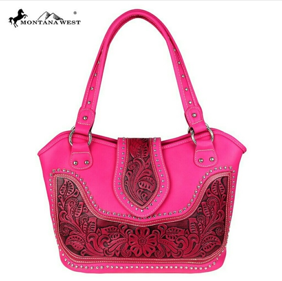 Montana West Handbags - Hot Pink Concealed Carry Tooled Montana West Purse