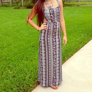 Black & white cutout maxi dress
