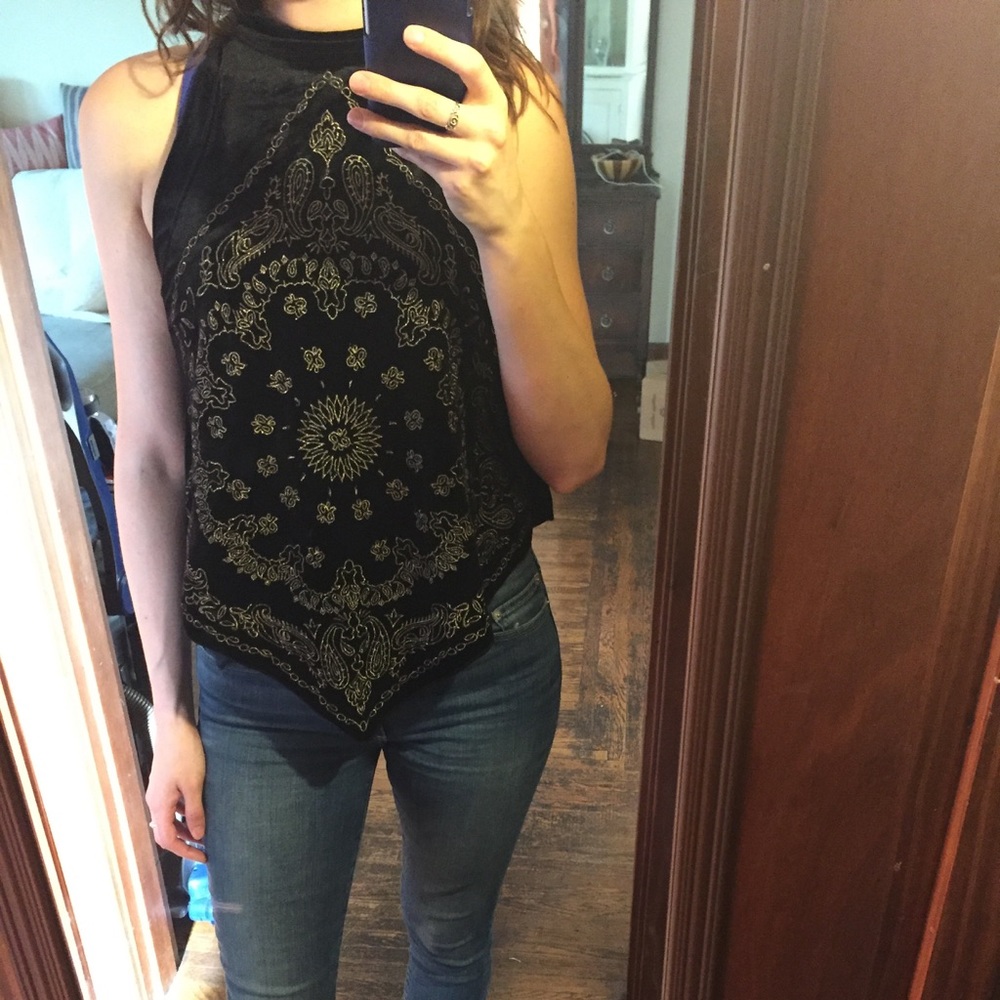 NWOT Free People Handkerchief Velvet Embroidered