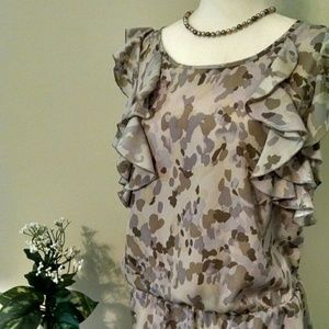 Ann Taylor Speckled ruffle blouse Sz M