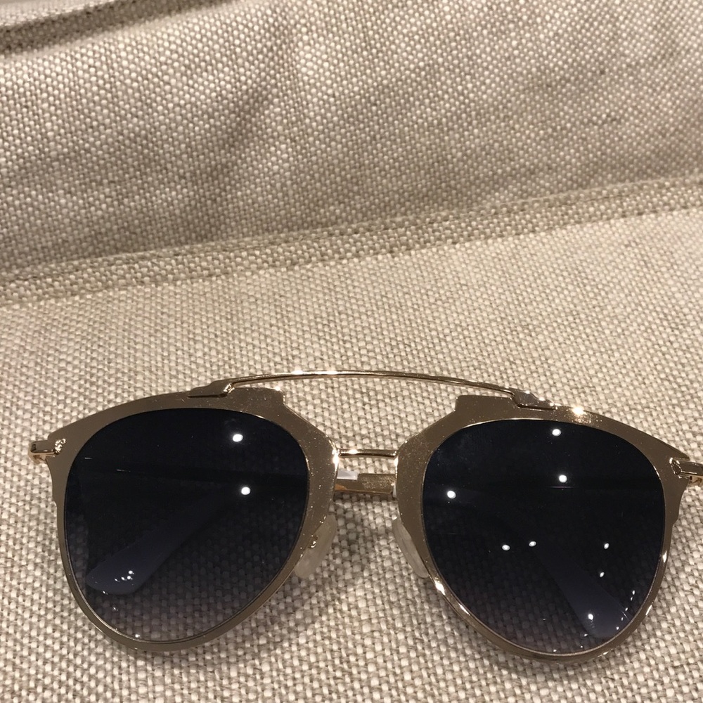 AQS gold frame sunglasses, black lenses