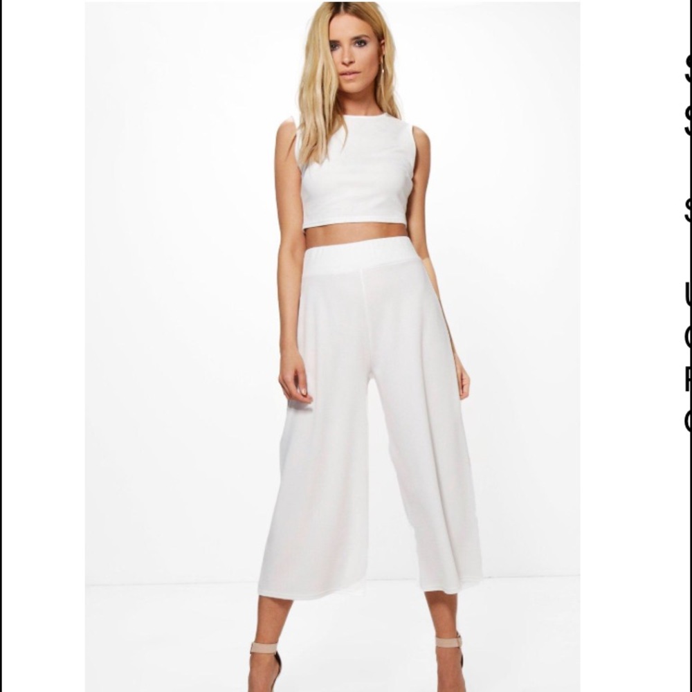 BooHoo white high neck two piece