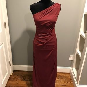One Shoulder Special Occasion Gown Wine Color SZ 6