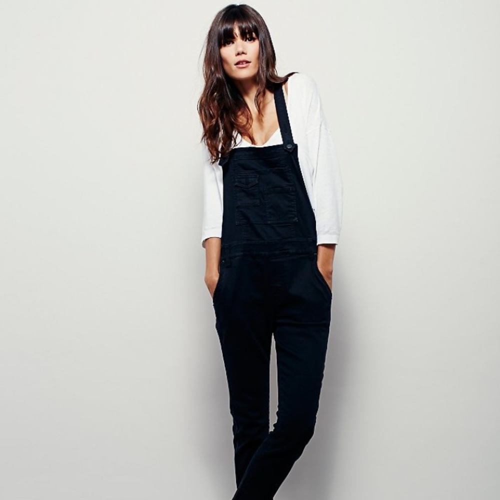 Free People Black Overalls