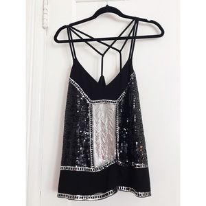 NWOT Express Strappy Black Beaded Top