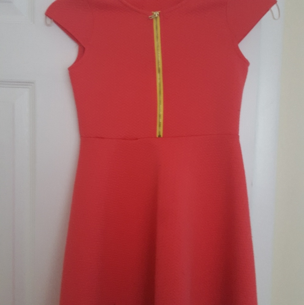 Coral Soprano knit waffle dress for girls