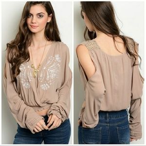 Split Sleeve V-Neck Top