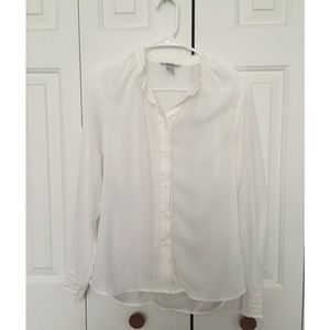 White chiffon button up