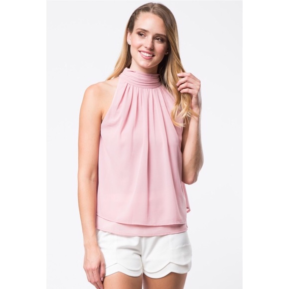 Chic layer woven blush tank - Picture 2 of 5
