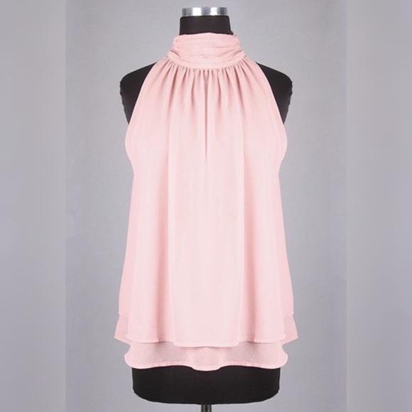 Chic layer woven blush tank - Picture 4 of 5